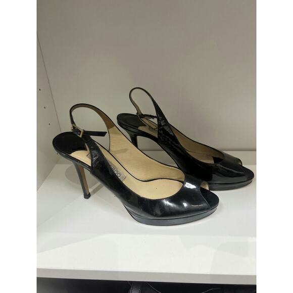 Jimmy Choo Patent Leather Peep Toe Slingback Heels - Size 38.5 - Picture 4 of 5